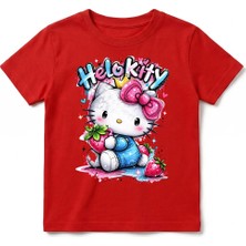 Urban Trend Store Urbantrendstore Hello Kitty Unisex Kız Çocuk Erkek Çocuk Bisiklet Yuvarlak Yaka Basic Kısa Kollu %100 Pamuk Tişört