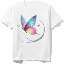 Urban Trend Store Urbantrendstore Kelebek Unisex Kız Çocuk Bisiklet Yuvarlak Yaka Basic Kısa Kollu %100 Pamuk Tişört
