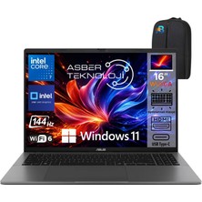 Asus Vivobook S16 S3607VA-RP176W Intel Core 7 240H 24GB Ram 512GB SSD 16" 144Hz Wuxga Windows 11 Home Asbertech Çanta
