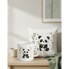 Kadorex Design Panda Kupa & Kırlent Kılıfı Seti – Minimal Çocuk Odası Dekoru – Doğum Günü Hediyesi