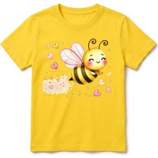 Urban Trend Store Urbantrendstore Arı Temalı Unisex Kız Çocuk Erkek Çocuk Bisiklet Yuvarlak Yaka Basic Kısa Kollu %100 Pamuk Tişört