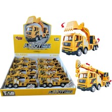 Bst Vardem Surtmelı Metal 1:50 Sarı Vınc ve Ekskavator Cocuk Hediyesi