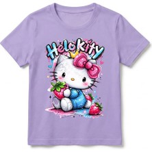 Urban Trend Store Urbantrendstore Hello Kitty Unisex Kız Çocuk Erkek Çocuk Bisiklet Yuvarlak Yaka Basic Kısa Kollu %100 Pamuk Tişört
