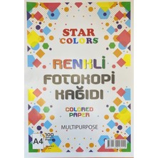 Star Colors Renkli Fotokopi Kağıdı A4 100 Yaprak Çok Amaçlı Colored Paper 21X29.7 cm