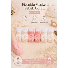 Baby Socks 3 Takım Fiyonklu 6 Adet Hatıra Mankenli Yenidoğan ve Bebek Çorabı