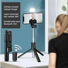 Tastech R1S Selfie Çubuğu LED Işıklı Bluetooth Kumandalı Özçekim Sopası Yatay Dikey Kullanılabilen Tripod