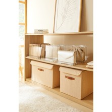Ocean Home Textile 3'lü Ayarlanabilir 4 Bölmeli Şeffaf Raf Düzenleyici Set 36 x 24 x 21 cm