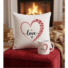 Kadorex Design Kalpli Love Kupa ve Kırlent Seti – Romantik Sevgili Hediyesi – Özel Gün Hediyesi