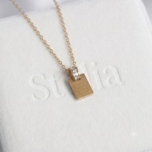Stelia 316L Paslanmaz Çelik Gold Zirkon Taşlı Aşk Mektubu Zarf Kolye
