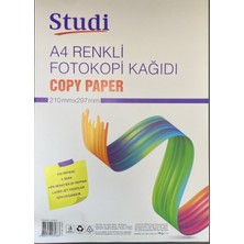 Studi A4 Renkli Fotokopi Kağıdı 100 Yaprak 5 Renk 70GR Lazer Jet Yazıcı Uyumlu Copy Paper 210X297MM
