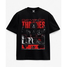  Game Of Thrones Baskılı Siyah Unisex Tişört