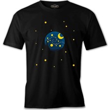  Planet And Moon Siyah Erkek Tshirt