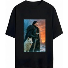  Game Of Thrones Baskılı Unisex Oversize T-Shirt
