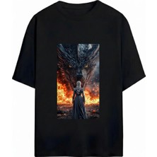  Game Of Thrones Baskılı Unisex Oversize T-Shirt