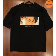  Attack On Titan Levi Ackerman Gözler Baskılı Oversize Siyah