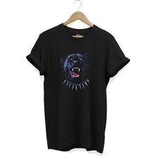  Siyah Unisex Black Panter - Kara Panter Baskılı Kısa Kollu T-Shirt