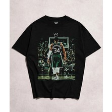  Giannis Antetokounmpo Baskılı Siyah Unisex Tişört