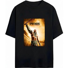  Spartacus Baskılı Unisex Oversize %100 Pamuklu T-Shirt