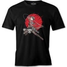  Attack On Titan Levi - Red Moon Siyah Erkek Tshirt