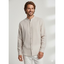 Jack & Jones Jjesummer Band Erkek Keten Gömlek Bej 12269319
