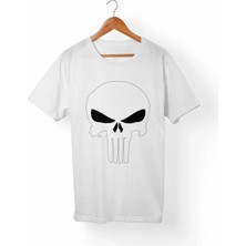  Unisex Beyaz Punisher T-Shirt