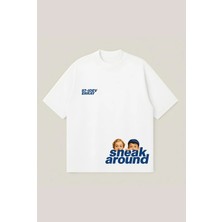  Sneak Around Unisex Oversize Baskılı Boxy Fit Kalın Kumaşlı T-Shirt