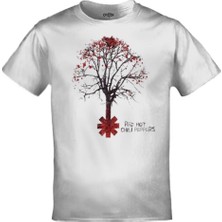  Unisex Beyaz Red Hot Chili Peppers Ağaç Baskılı