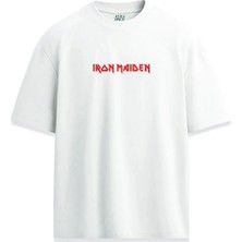  Iron Maiden Minimal Kızıl Yazılı Tasarım Unisex Relaxed Tişört