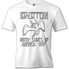  LED Zeppelin - 1977 Beyaz Erkek Tshirt