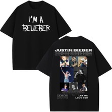  Justin Bieber Baskılı Unisex %100 Pamuklu Oversize T-Shirt