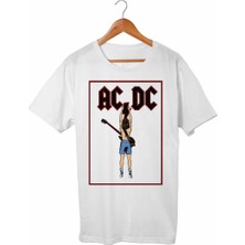  Unisex Beyaz Ac Dc T-Shirt