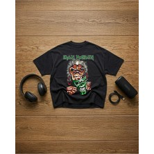  Iron Maiden Baskılı Unisex %100 Pamuklu Oversize T-Shirt