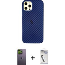 Marsilyan™- iPhone 12 Pro Max Kılıf Nova Çizgi - Şeffaf Uv Polymer Nano Ekran Koruyucu + Neon Fosforlu Kamera Lens - Yl