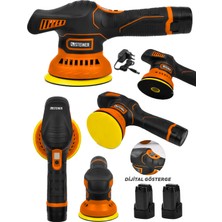 Steiner 12V Orbital Dijital Göstergeli 6 Kademeli Pasta Cila Kaporta Parlatma Şarjlı Polisaj Makinesi Turuncu