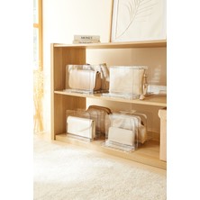 Ocean Home Textile 4'lü Ayarlanabilir 4 Bölmeli Şeffaf Raf Düzenleyici Set 36 x 24 x 21 cm