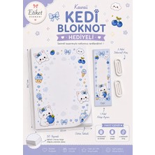 Etiket Dükkanı Kawaii Karakterli A4 Bloknot Seti 50 Yaprak Mor | Kitap Ayracı ve 2 Dekoratif Ataç