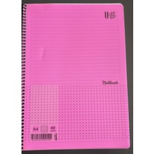U Deep Udep A4 40 Yaprak Spiralli Noktalı Defter Pembe Şeffaf Kapak Notebook
