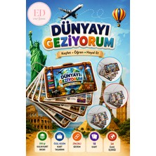 Etiket Dükkanı Dünyayı Geziyorum Eğitim Kartları | 34 Ülke | 18 Kart | Zincirli Sistem | Özel Kesim Kart Seti