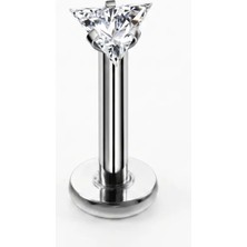 Üçgen Zirkon 3mm x 6mm x 1.2mm Çelik Labret Piercing