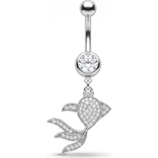 Japon Balığı Zirkon Çelik Göbek Piercing