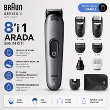 Braun Hepsi Bir Arada Series 3, 8’i 1 Arada Tıraş Kiti, Keskin Bıçak, 14 Uzunluk, AIO3540
