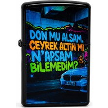 Onr Store Baskılı Benzinli Metal Çakmak – Klasik Kapaklı Doldurulabilir Çakmak