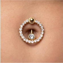 Daire Sıra Taş Altın Göbek Piercing