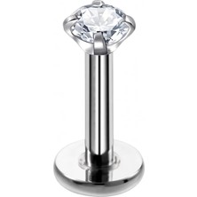 Zirkon 3mm x 6mm x 1.2mm Çelik Labret Piercing
