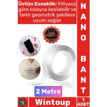 Wintoup #bant Şeffaf Güçlü Yapışkanlı Yıkanabilir Jel Akrilik Ev Ofis Duvar Çift Taraflı Nano Bant 2 Metre