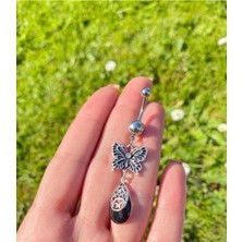 Kelebek Damla Çelik Göbek Piercing