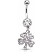 Yonca Zirkon Çelik Göbek Piercing