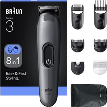 Braun Hepsi Bir Arada Series 3, 8’i 1 Arada Tıraş Kiti, Keskin Bıçak, 14 Uzunluk, AIO3540