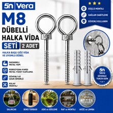 5n Vera M8 Dübelli Halka Vida Seti 2 Adet – Güçlü Askı ve Sabitleme Çözümü