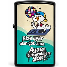 Onr Store Baskılı Benzinli Metal Çakmak – Klasik Kapaklı Doldurulabilir Çakmak